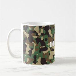 Grönt Brown Beige Camo Camouflage Monogram Namn Kaffemugg