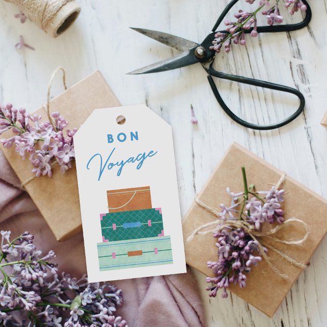 Grönt Brown Blue Bon Voyage Party Favoriter-Märkre Presentetikett (Skapare uppladdad)