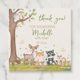 Grönt Brown Boy Watercolor Woodland Animals Square Gåvor Etiketter