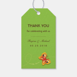 Grönt Brown Butterfly Bröllopsfest Favor Gift-Märk Presentetikett