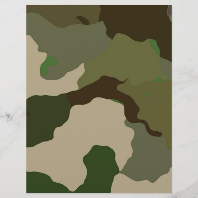 Grönt Brown Camouflage Scrapbooking Craft Papper (Framsida)