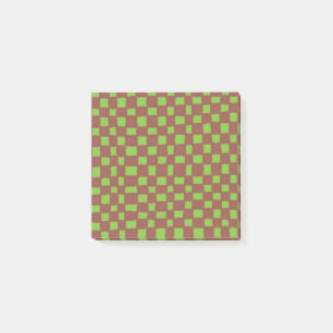 Grönt Brown Checkerboard Earthy Checkered Mönster Post-it Block