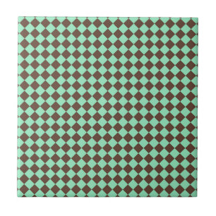 Grönt Brown Diamond Checker Mönster Kakelplatta