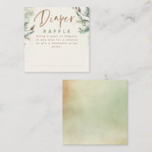 Grönt Brown Diaper Raffle Baby Shower Biljett