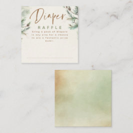 Grönt Brown Diaper Raffle Baby Shower Biljett Tilläggskort