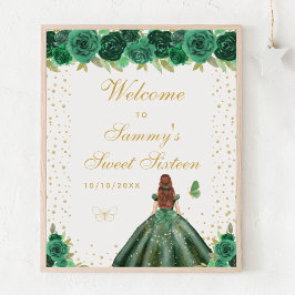 Grönt Brown Hair Girl Sweet sixteen Welcome Poster
