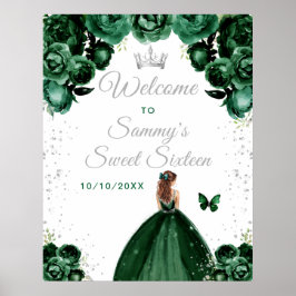 Grönt Brown Hair Princess Sweet sixteen Welcome Poster