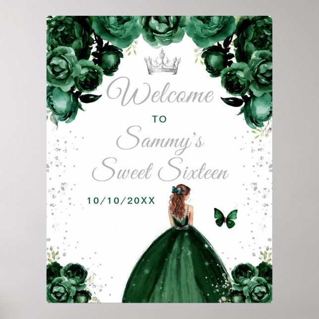 Grönt Brown Hair Princess Sweet sixteen Welcome Poster (Framsidan)