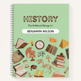 Grönt Brown History Spiral Notebook - Anpassningsb