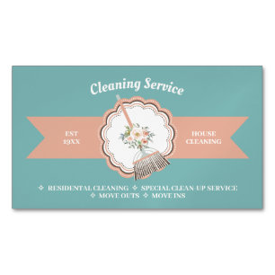 Grönt Brown Janitorial Houseservation Städning Magnetiska Visitkort
