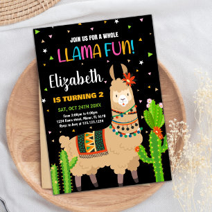Grönt Brown Llama Roligt Llama Birthday-inbjudning Inbjudningar