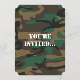 Grönt Brown Military Camo Camouflage Inbjudningar