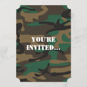 Grönt Brown Military Camo Camouflage Inbjudningar
