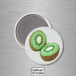 Grönt Brown Minimalist Grandma Fruit Crochet Kiwi Magnet