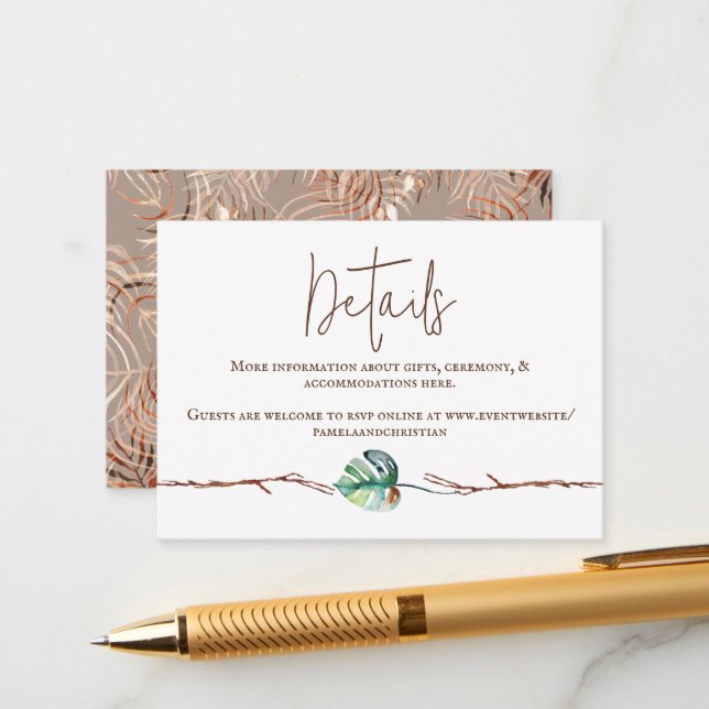 Grönt Brown Monstera Löv Rådkort (Fram/Back In Situ)