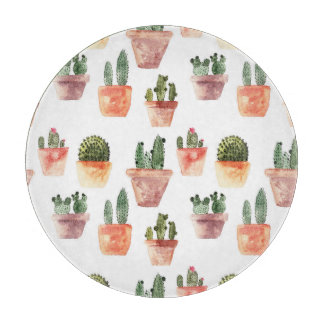 Grönt Brown Poted Cactus Mönster