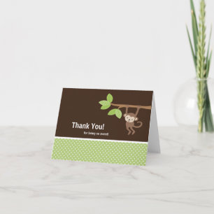 Grönt & Brown Safari Monkey Tackkort Card