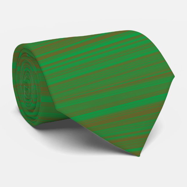 Grönt Brown Stripe Mönster Neck Tie Slips (Rullad)