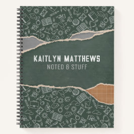 Grönt Brown Torn Papper School Personlig