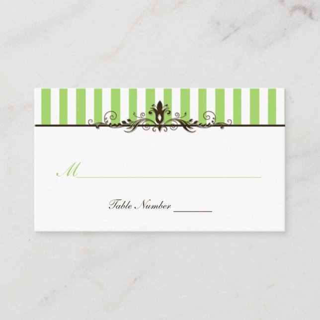 Grönt-, brun- och vit rand-platskort placeringskort (Framsida)