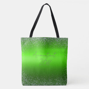 Grönt Brushed Metall Glitter Monogram Simple   Tygkasse