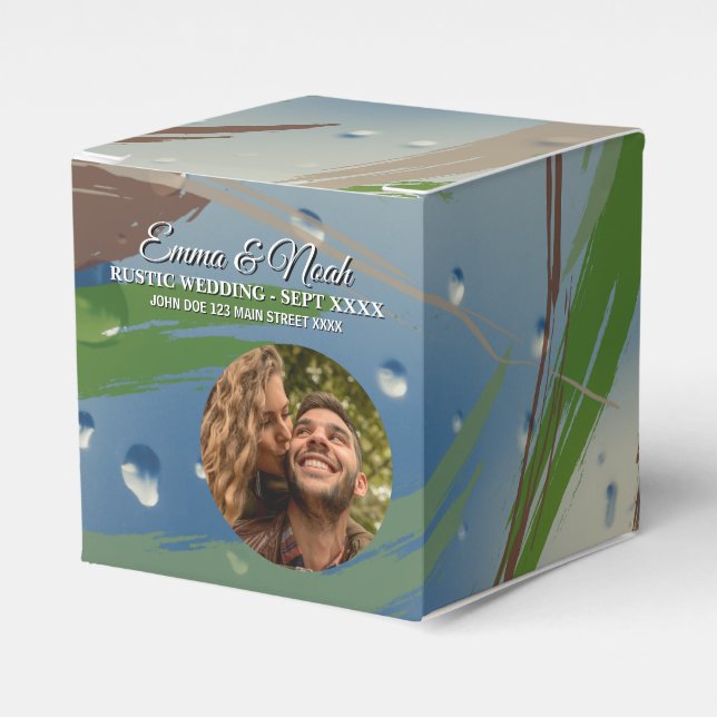 Grönt, brushstrokes & Beige Brushstrokes Presentaskar (Framsidan Sidan)