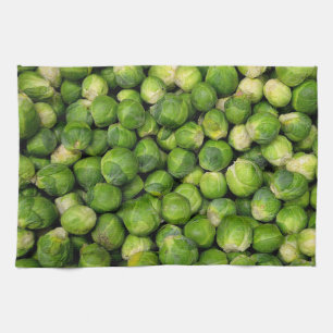 Grönt Bruxelles sprout vegetabiliska mönster Kökshandduk