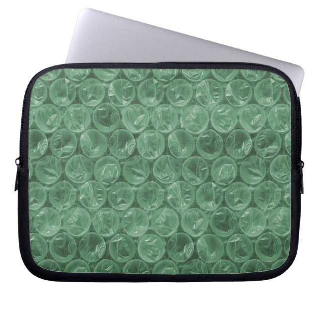 Grönt bubbelplastmönster laptop sleeve (Framsidan)