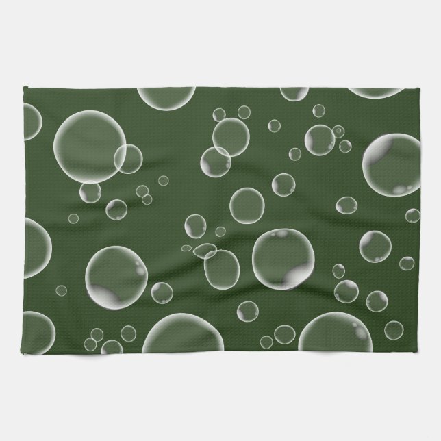 Grönt Bubbles Kitchen Towel Home Decor Kökshandduk (Horisontell)