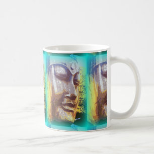 grönt buddha ansikte kaffemugg