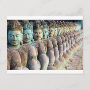Grönt Buddha-statyer Siem Rap Kambodja Vykort