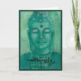 Grönt Buddha tomt hälsningkort Kort