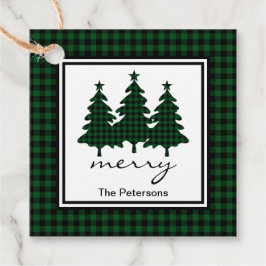 Grönt Buffalo Check Gräs Träd Gåvor Etiketter