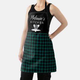 Grönt Buffalo Check Kitchen Verktyg Namn Apron