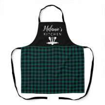 Grönt Buffalo Check Kitchen Verktyg Namn Apron