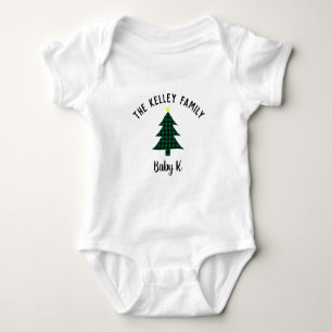 Grönt Buffalo Plaid Träd, Baby Helgdag Family T Shirt