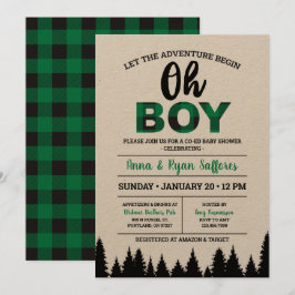 Grönt Buffalo Play Baby Shower-inbjudan Oh Boy Inbjudningar