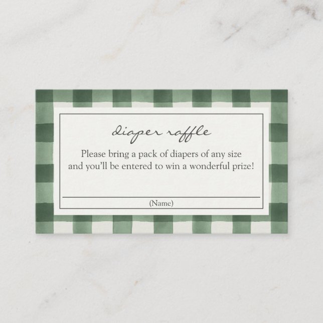 Grönt Buffalo Play Diaper Raffle Tilläggskort (Framsida)