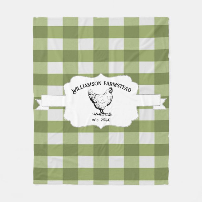 Grönt Buffalo Play Farm Chicken Fleece Blanket (Framsidan)