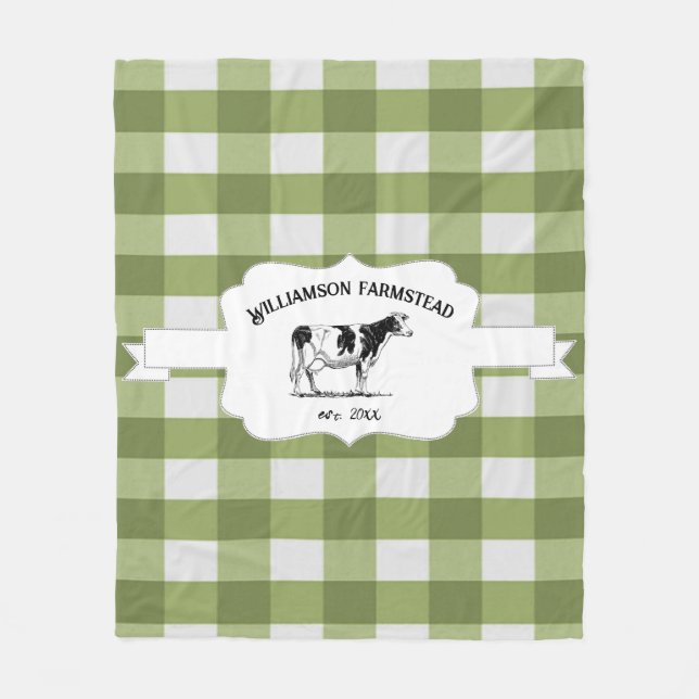 Grönt Buffalo Play Farm Cow Fleece Blanket (Framsidan)