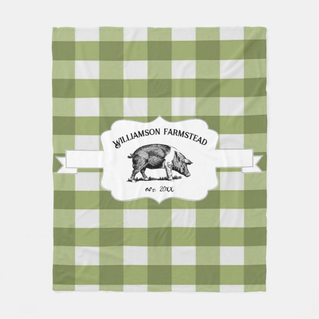 Grönt Buffalo Play Farm Gris Fleece Blanket (Framsidan)