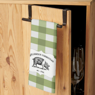 Grönt Buffalo Play Farm Gris Kitchen Towel Kökshandduk