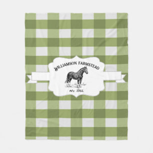 Grönt Buffalo Play Farm Horse Fleece Blanket