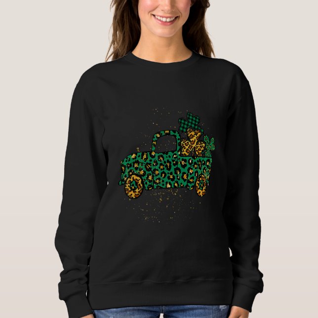 Grönt Buffalo Play Leopard Shamrock Lastbil St Pat T Shirt (Framsida)