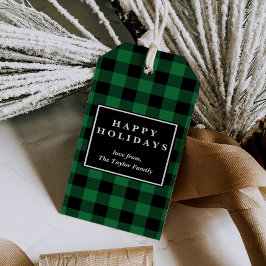 Grönt Buffalo Play Mönster jul Presentetikett
