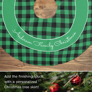 Grönt Buffalo Pput Family Namn Rustic-jul Julgransmatta Borstad Polyester
