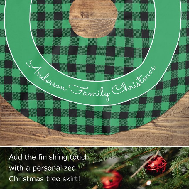 Grönt Buffalo Pput Family Namn Rustic-jul Julgransmatta Borstad Polyester (Skapare uppladdad)