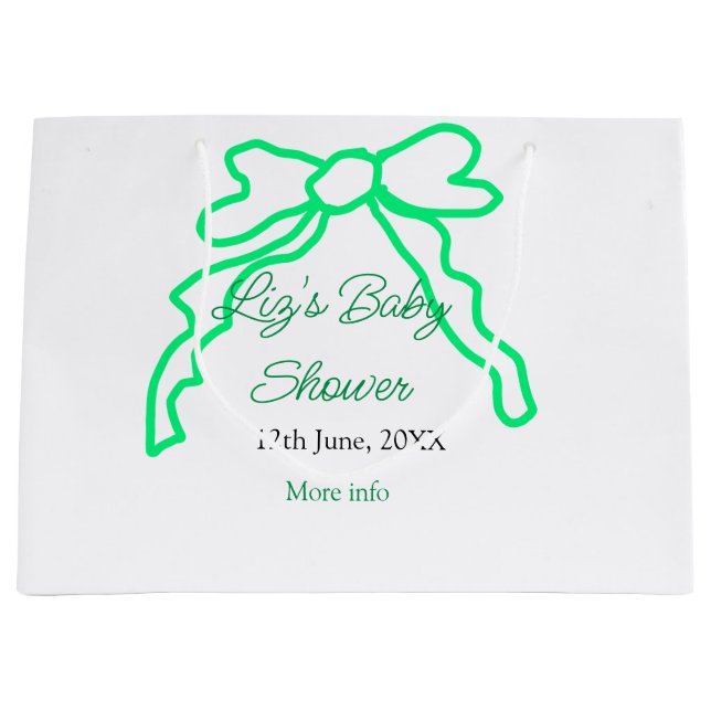 Grönt-buggregn för babydusch lägg till datummoder  (Framsidan)