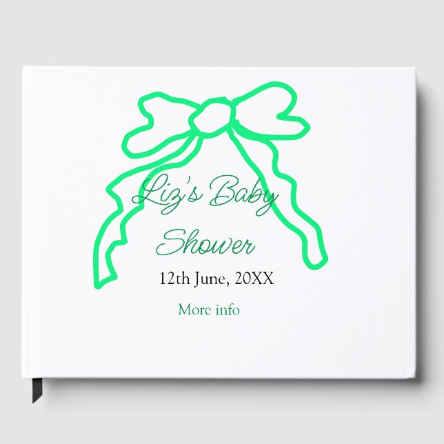 Grönt-buggregn för babydusch lägg till datummoder  gästböcker (Framsida)