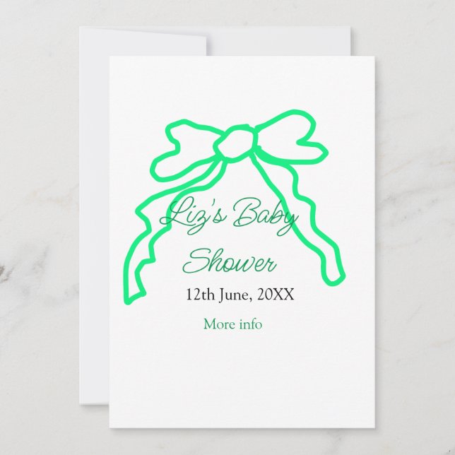 Grönt-buggregn för babydusch lägg till datummoder  inbjudningar (Framsida)